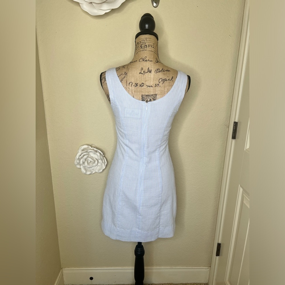 NTM: Lauren James Light Blue & White with Ruffles Seersucker Bailey Dress Sz XS - Picture 9 of 16